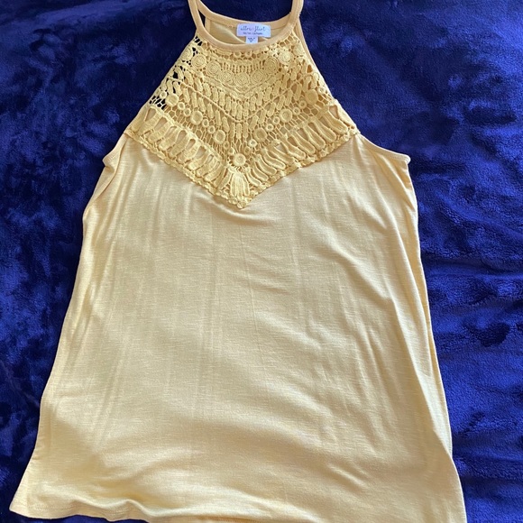 Ultra Flirt Tops - Yellow Crocket High Neck Halter Top